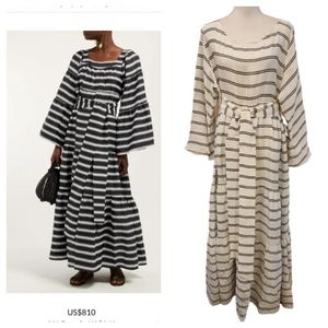 Lisa Marie Fernandez Peasant Striped Linen Silk Blend Dress Size 3 EUC